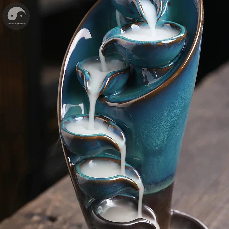 1pc,Handmade Torch Design Waterfall Incense Burner Creative Home Decor Incense Holder Portable Ceramic Censer (Without Incense)-Health Wisdom™