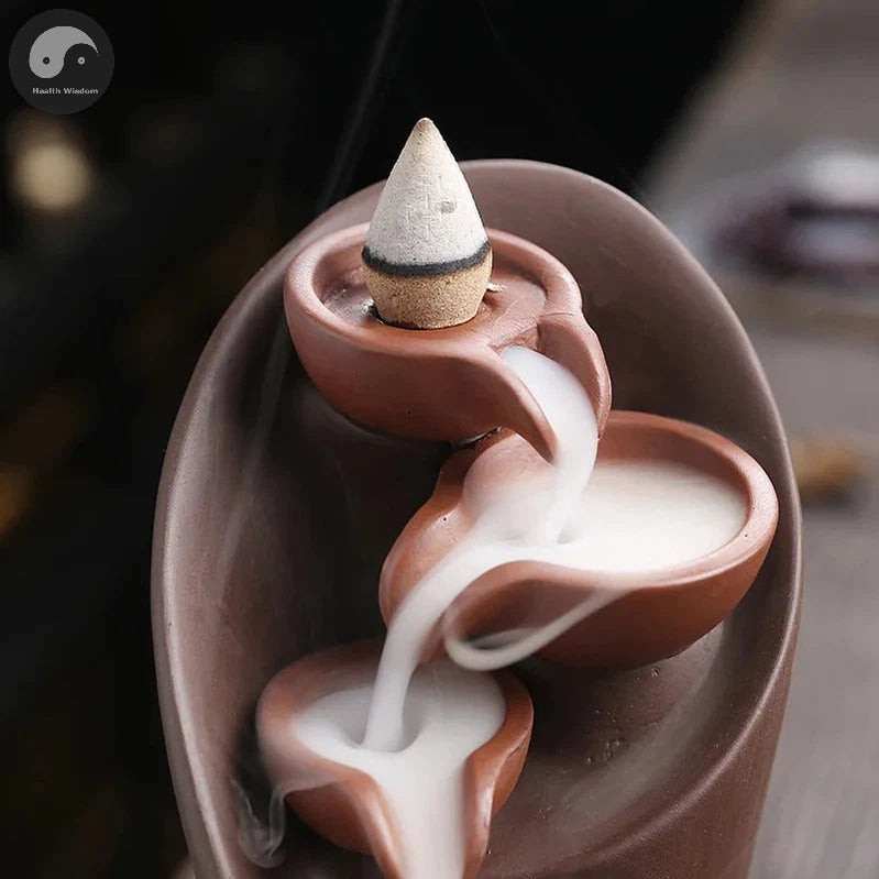 1pc,Handmade Torch Design Waterfall Incense Burner Creative Home Decor Incense Holder Portable Ceramic Censer (Without Incense)-Health Wisdom™
