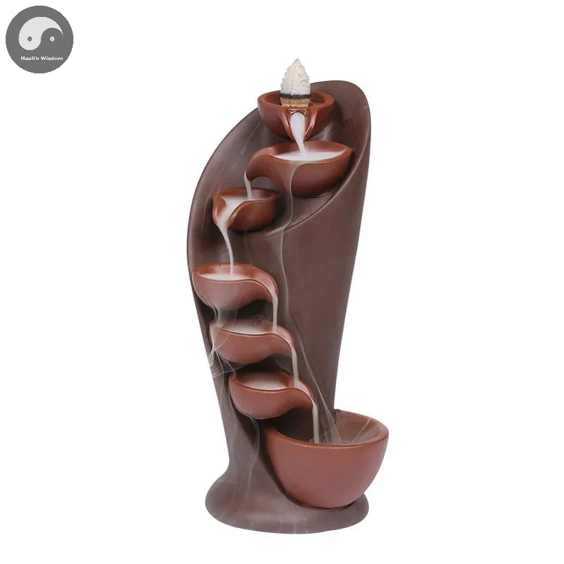 1pc,Handmade Torch Design Waterfall Incense Burner Creative Home Decor Incense Holder Portable Ceramic Censer (Without Incense)-Health Wisdom™
