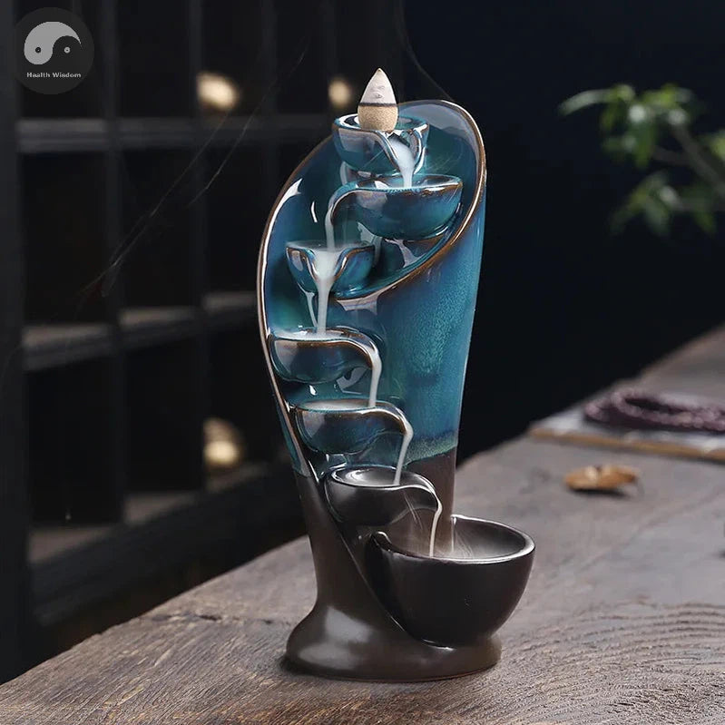 1pc,Handmade Torch Design Waterfall Incense Burner Creative Home Decor Incense Holder Portable Ceramic Censer (Without Incense)-Health Wisdom™