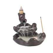 1pc,Waterfall Backflow Incense Burner with Lotus, Koi Fish Incense Stick Holder Indoor Aromatherapy（Without Incense)-Health Wisdom™