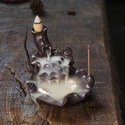 1pc,Waterfall Backflow Incense Burner with Lotus, Koi Fish Incense Stick Holder Indoor Aromatherapy（Without Incense)-Health Wisdom™