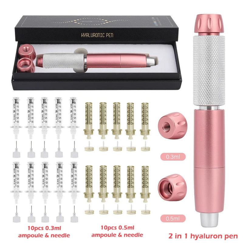 2 in1 Injection Gun Hyaluron Pen Kit + 0.3ml&0.5ml Ampoule Gold Hyaluronic Acid Pen Nebulizer Lip Injector Anti-Wrinkles Device-Health Wisdom™