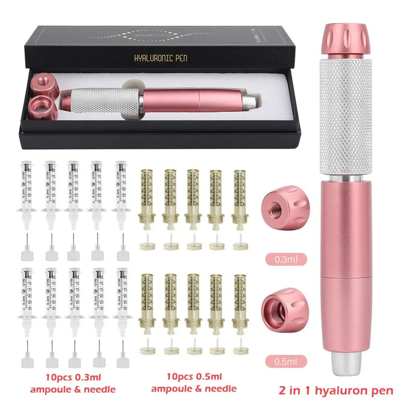 2 in1 Injection Gun Hyaluron Pen Kit + 0.3ml&0.5ml Ampoule Gold Hyaluronic Acid Pen Nebulizer Lip Injector Anti-Wrinkles Device-Health Wisdom™