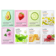 20 Pieces Natural Fruit Plant Facial Mask Sheets Moisturizing Oil-Control Blueberry Cucumber Pomegranate Fruit Aloe Face Mask-Health Wisdom™