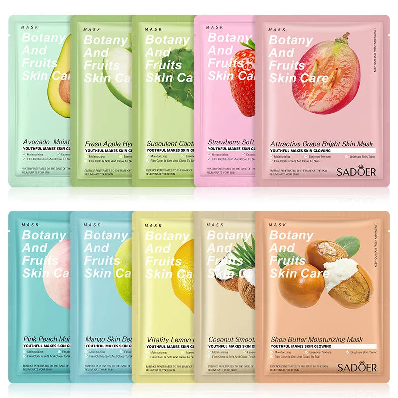 20 Pieces Plant Fruit Mask Sheets Set Hyaluronic Acid Rice Ginseng Broccoli Lavender Whitening Anti-wrinkle Skin Care-Health Wisdom™