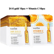 20pcs 24K Gold Vitamin C Hyaluronic Acid Face Mask Moisturizing skincare Anti Wrinkle Whitening Facial Masks Skin Care Products-Health Wisdom™
