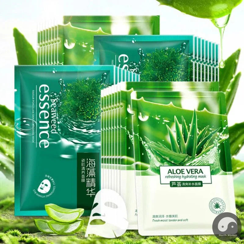 20pcs Aloe Seaweed Face Mask skincare Moisturizing Anti-Aging Face Sheet Mask Facial Masks Beauty Facial Skin Care Products-Health Wisdom™