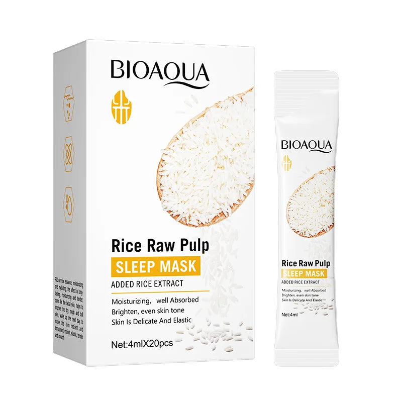 20pcs BIOAQUA Rice Raw Pulp Sleeping Masks Whitening Anti Wrinkle Anti-aging Moisturizing Face Mask skincare Sleep Facial Masks-Health Wisdom™