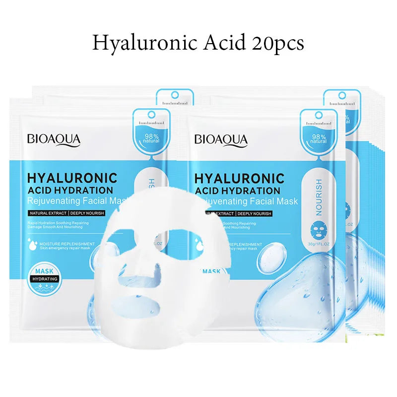 20pcs BIOAQUA Snail Hyaluronic Acid Face Mask skincare Moisturizing Anti Wrinkle Whitening Facial Masks Face Skin Care Products-Health Wisdom™