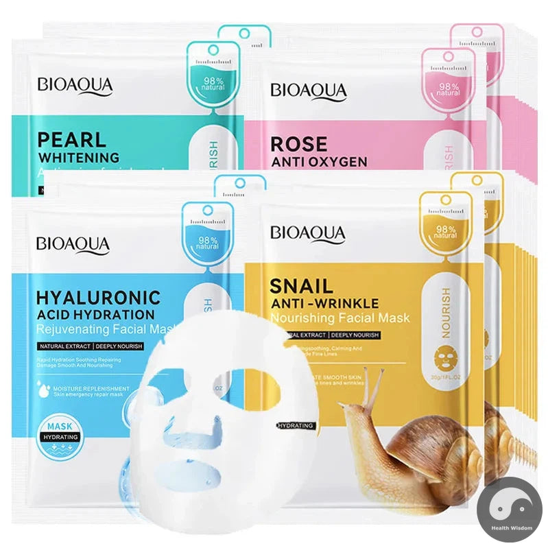 20pcs BIOAQUA Snail Hyaluronic Acid Face Mask skincare Moisturizing Anti Wrinkle Whitening Facial Masks Face Skin Care Products-Health Wisdom™