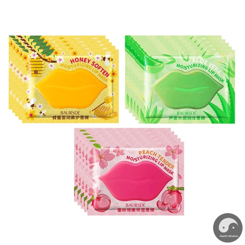 20pcs Crystal Collagen Lip Mask Lips Care Moisturizing Anti Wrinkle Labial Gel Pads Cherry Aloe Honey Lip Patch Lips Plumper-Health Wisdom™