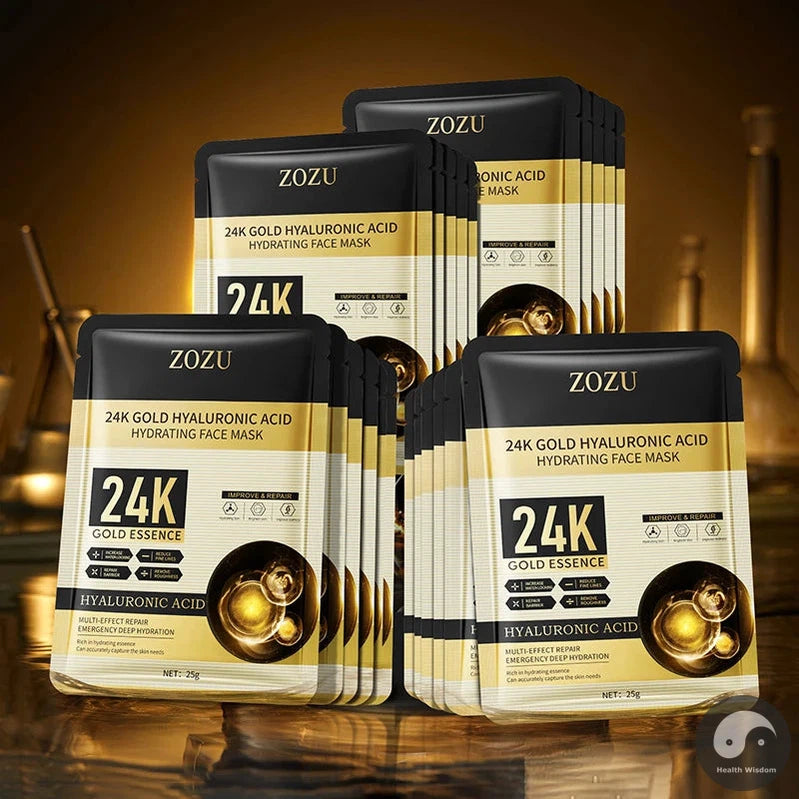 20pcs Gold Hyaluronic Acid Face Mask Facial skincare Anti Wrinkle Moisturizing Anti-Aging Facial Masks Face Skin Care Products-Health Wisdom™