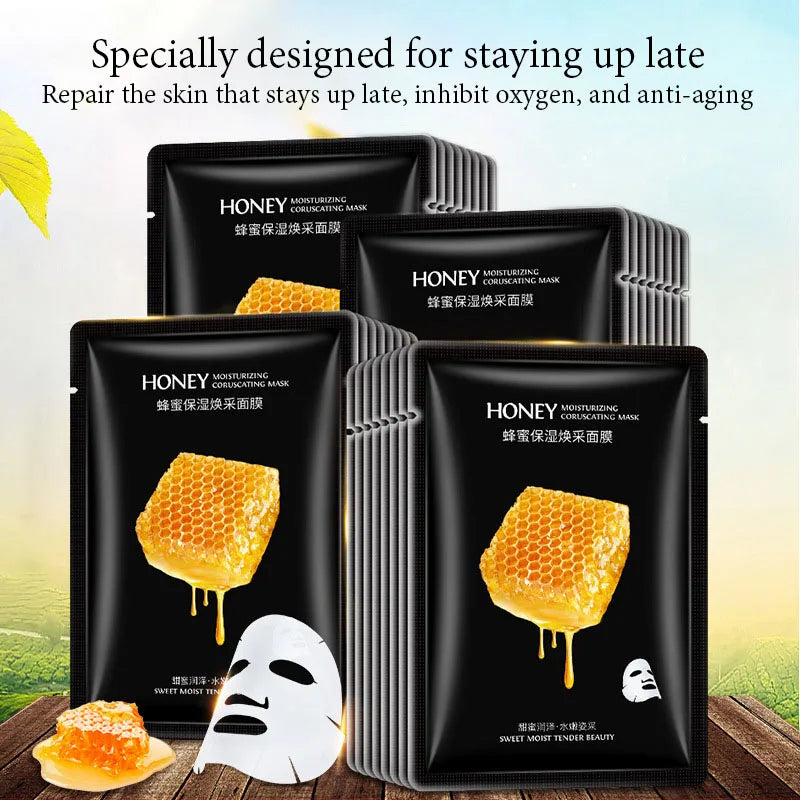 20pcs Honey Moisturizing Face Mask Anti-Aging Nourishing skincare Facial Masks Beauty Face Sheet Mask Skin Skin Care Products-Health Wisdom™