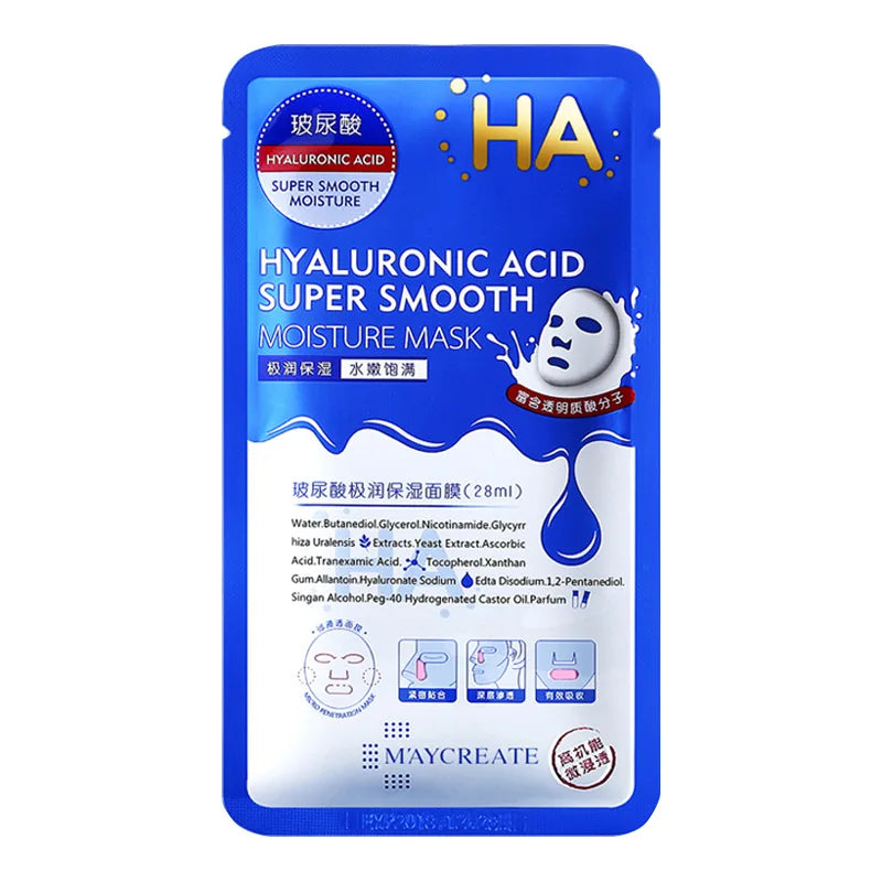 20pcs Hyaluronic Acid Facial Masks Skincare Moisturizing Anti-aging Anti Wrinkle Hydrating Nourishing Face Mask Skin Care-Health Wisdom™