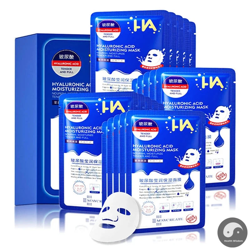 20pcs Hyaluronic Acid Facial Masks Skincare Moisturizing Anti-aging Anti Wrinkle Hydrating Nourishing Face Mask Skin Care-Health Wisdom™
