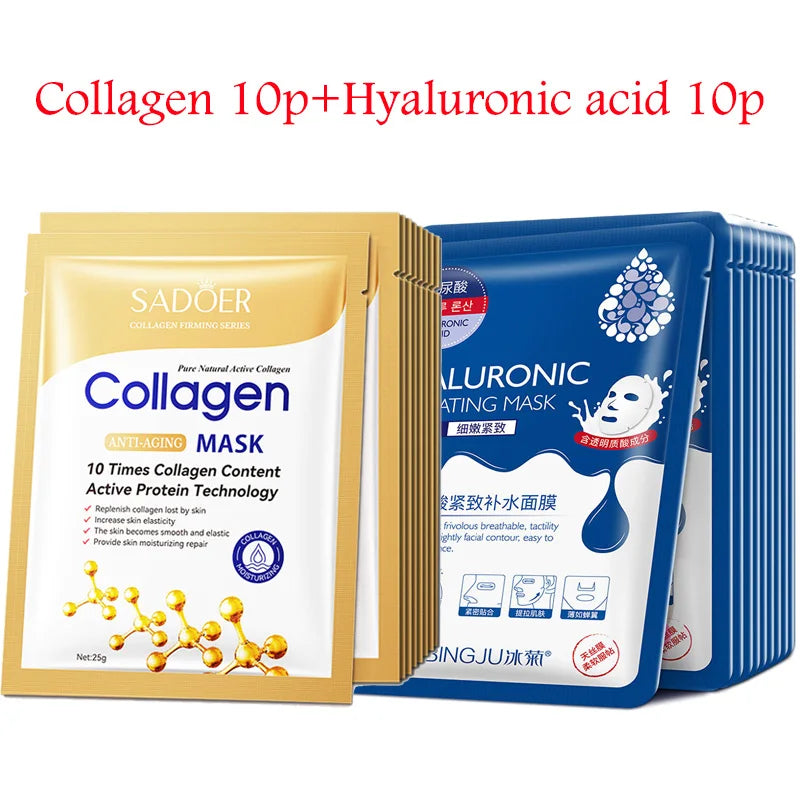 20pcs Snail Collagen Face Mask skincare Moisturizing Anti wrinkle Whitening Facial Masks Face Sheet Mask Korean Skin Care-Health Wisdom™