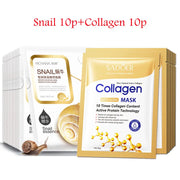 20pcs Snail Collagen Face Mask skincare Moisturizing Anti wrinkle Whitening Facial Masks Face Sheet Mask Korean Skin Care-Health Wisdom™