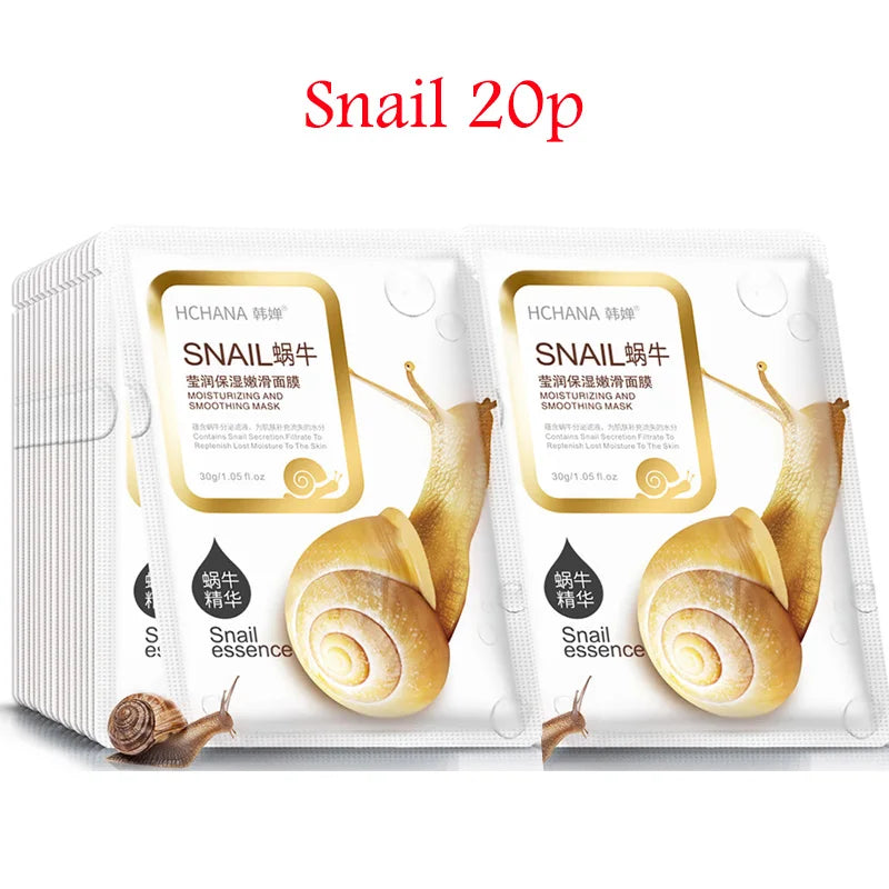 20pcs Snail Collagen Face Mask skincare Moisturizing Anti wrinkle Whitening Facial Masks Face Sheet Mask Korean Skin Care-Health Wisdom™