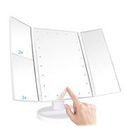 21 LED Light Makeup Mirror With Storage Desktop Foldable Rotating Beauty Cosmetic Mirror Light Touch Screen USB Vanity Mirror-Health Wisdom™