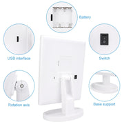 21 LED Light Makeup Mirror With Storage Desktop Foldable Rotating Beauty Cosmetic Mirror Light Touch Screen USB Vanity Mirror-Health Wisdom™