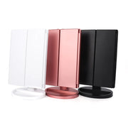 21 LED Light Makeup Mirror With Storage Desktop Foldable Rotating Beauty Cosmetic Mirror Light Touch Screen USB Vanity Mirror-Health Wisdom™