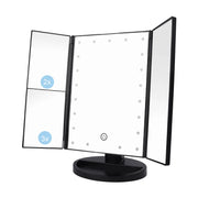 21 LED Light Makeup Mirror With Storage Desktop Foldable Rotating Beauty Cosmetic Mirror Light Touch Screen USB Vanity Mirror-Health Wisdom™