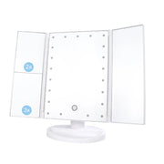21 LED Light Makeup Mirror With Storage Desktop Foldable Rotating Beauty Cosmetic Mirror Light Touch Screen USB Vanity Mirror-Health Wisdom™