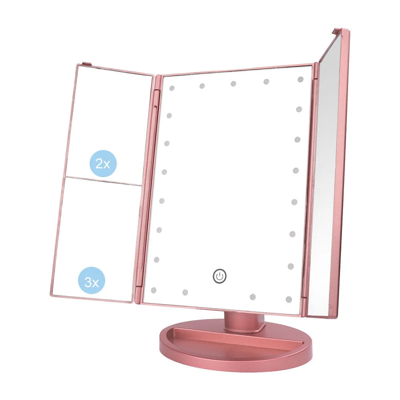 21 LED Light Makeup Mirror With Storage Desktop Foldable Rotating Beauty Cosmetic Mirror Light Touch Screen USB Vanity Mirror-Health Wisdom™