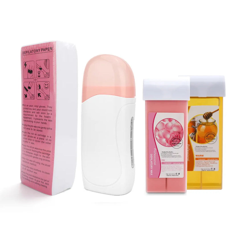 3 In 1 Roll On Depilatory Wax Kit Electric Body Hair Removal Waxing Heater Epilator Wax Heating Machine Waxing Strips Paper Set-Health Wisdom™