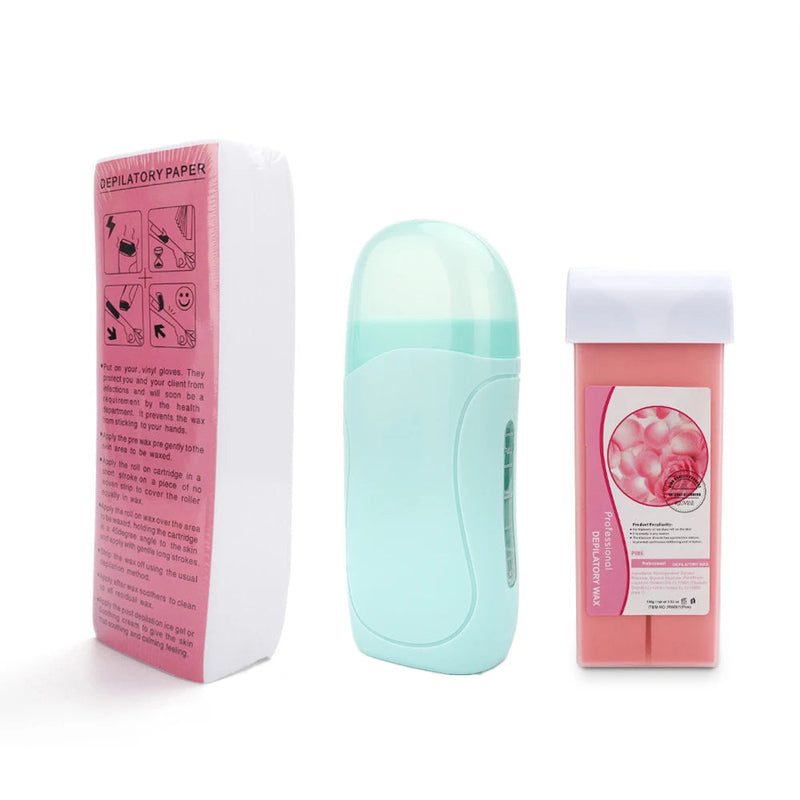 3 In 1 Roll On Depilatory Wax Kit Electric Body Hair Removal Waxing Heater Epilator Wax Heating Machine Waxing Strips Paper Set-Health Wisdom™
