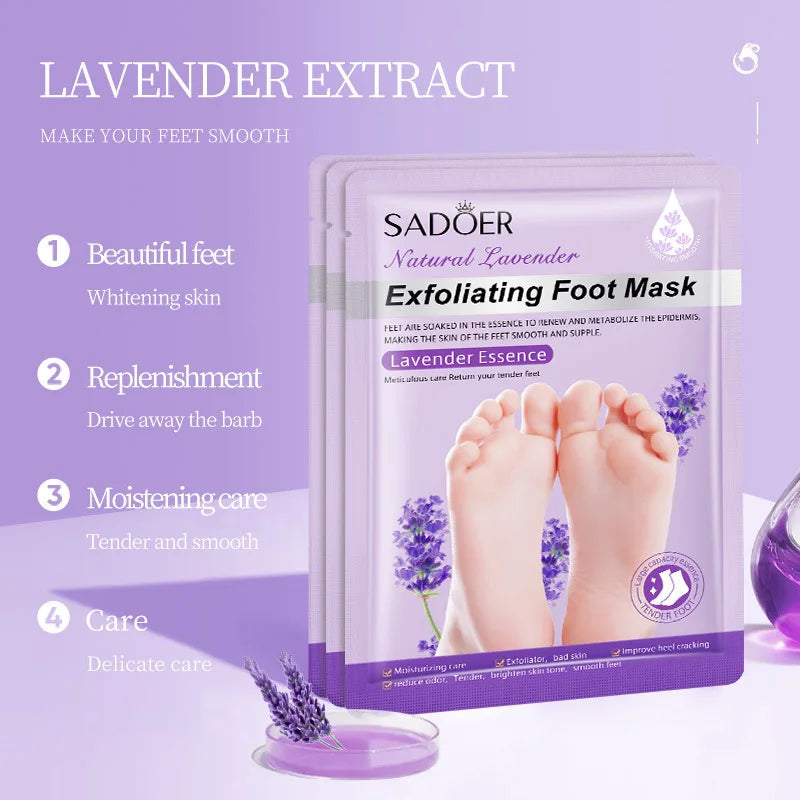 3 Pairs Lavender Feet Exfoliating Foot Mask Pedicure SPA Foot Bath Masks Moisturizing Dead Skin Remover Feet Peeling Mask-Health Wisdom™