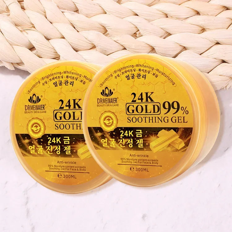 300ml 24K Gold Soothing Facial Gel Moisturizing Wrinkle Free Skin Care Lightening Oil-control Acido Clicolico Exfoliate Cream-Health Wisdom™