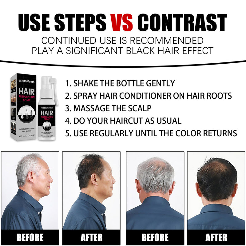 30ml Hair Darkening Spray Anti White Hair Herbal Hair Care Serum Blacken Hair Reduce Gray Hair Scalp Nourish Glitter Hair Spray-Health Wisdom™