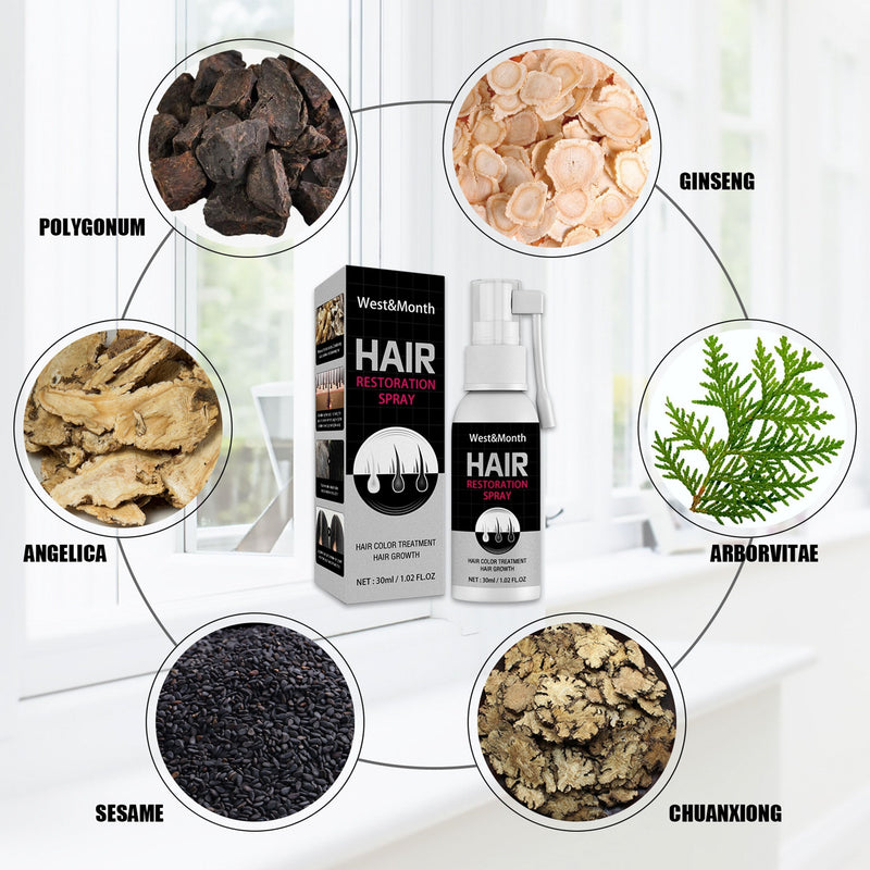 30ml Hair Darkening Spray Anti White Hair Herbal Hair Care Serum Blacken Hair Reduce Gray Hair Scalp Nourish Glitter Hair Spray-Health Wisdom™