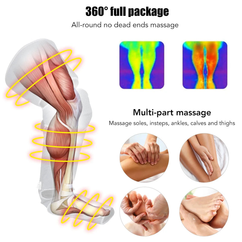 360° Air Pressure Calf Massager Leg Pressotherapy Foot Thigh Electric Shiatsu Kneading Heated Hot Compress Muscle Relax-Health Wisdom™