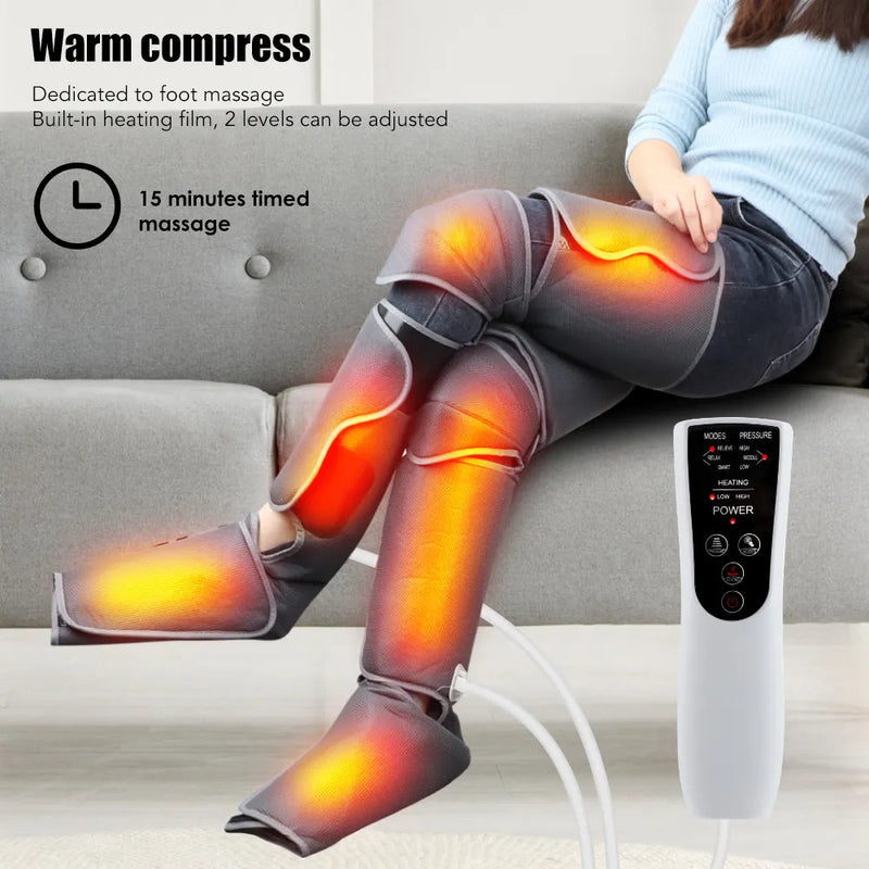 360° Air Pressure Calf Massager Leg Pressotherapy Foot Thigh Electric Shiatsu Kneading Heated Hot Compress Muscle Relax-Health Wisdom™