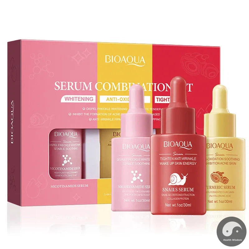 3pcs/set BIOAQUA Turmeric Snail Nicotinamide Facial Essence Moisturizing Anti Wrinkle Whitening Face Serum Skin Care Products-Health Wisdom™