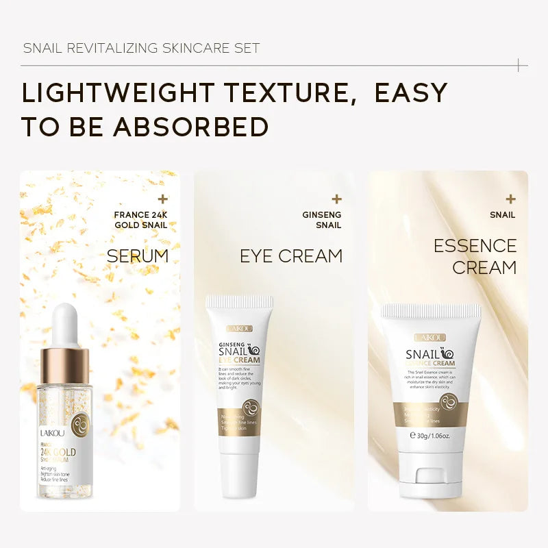 3pcs/set LAIKOU Vitamin C 24K Golden Sakura Skin Care Sets Face Cream Serum Eye Cream Moisturizing Anti Wrinkles Face Care Kit-Health Wisdom™