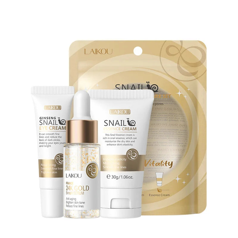 3pcs/set LAIKOU Vitamin C 24K Golden Sakura Skin Care Sets Face Cream Serum Eye Cream Moisturizing Anti Wrinkles Face Care Kit-Health Wisdom™