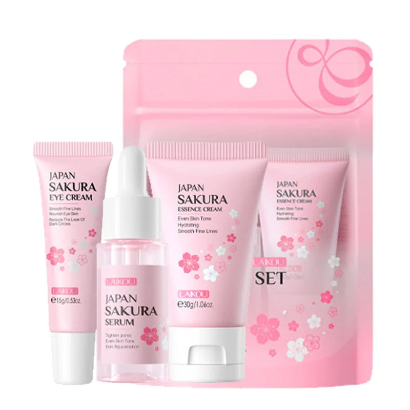 3pcs/set LAIKOU Vitamin C 24K Golden Sakura Skin Care Sets Face Cream Serum Eye Cream Moisturizing Anti Wrinkles Face Care Kit-Health Wisdom™