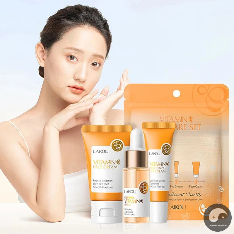 3pcs/set LAIKOU Vitamin C 24K Golden Sakura Skin Care Sets Face Cream Serum Eye Cream Moisturizing Anti Wrinkles Face Care Kit-Health Wisdom™