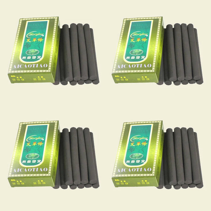 4 Boxes Micro Smoke Moxa Sticks Chinese Herbal Wormwood Mugwort Stick Warm Acupuncture Massage Therapy Health Care 12*120mm