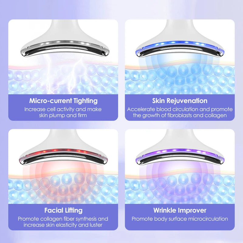 4-Mode ems Microcurrents Face and Neck Lifting Massager 3-Level Hot Compress Machine Facial Skin Rejuvenation Beauty Products-Health Wisdom™