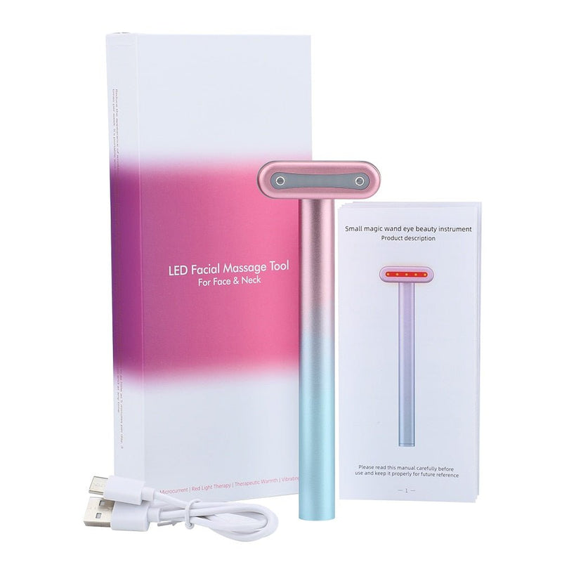 4 in 1 Facial Skincare Tool Red Light Therapy For Face Neck EMS Microcurrent Face Massage Anti-Aging Skin Tightening Beauty Wand-Health Wisdom™
