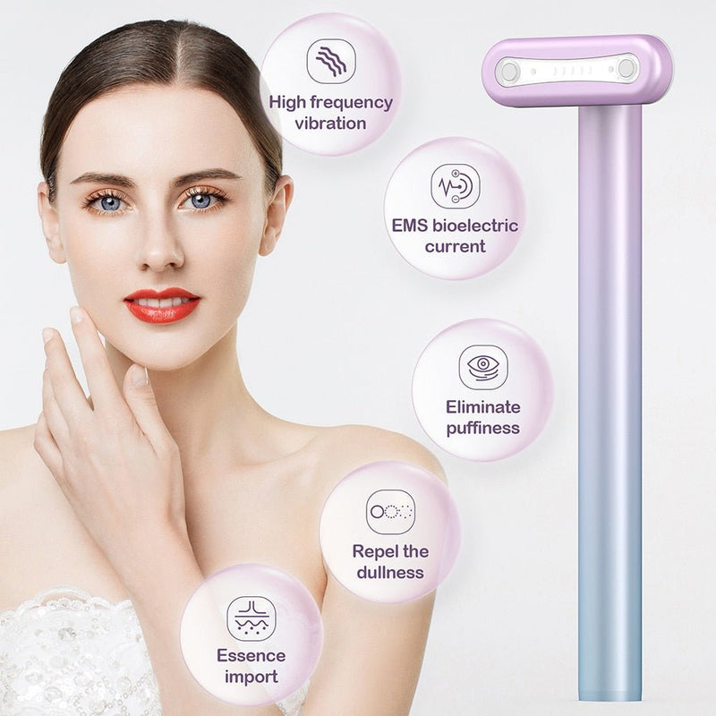 4 in 1 Facial Skincare Tool Red Light Therapy For Face Neck EMS Microcurrent Face Massage Anti-Aging Skin Tightening Beauty Wand-Health Wisdom™