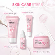 4pcs/set LAIKOU Sakura Skin Care Sets Face Cream Serum Eye Cream Facial Cleanser Moisturizing Anti-aging skincare Face Care Set-Health Wisdom™