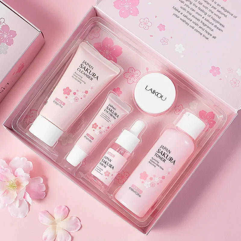 5-piece Hyaluronic Acid Skin Care Set Vitamin C Flower and Fruit Extract Facial Hydrating Niacinamide Face Serum for Gift Box-Health Wisdom™