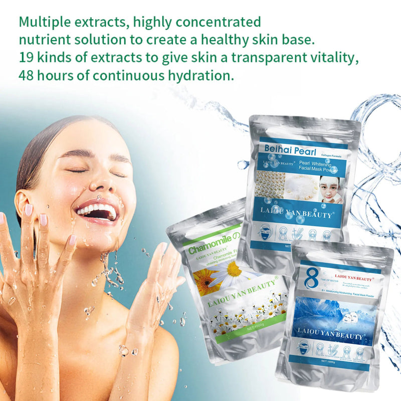 500g Pearl Whitening and Moisturizing Facial Mask Powder Green Tea Olives Lemon Natural Soft Jelly Powder Anti-wrinkle Skin Care-Health Wisdom™