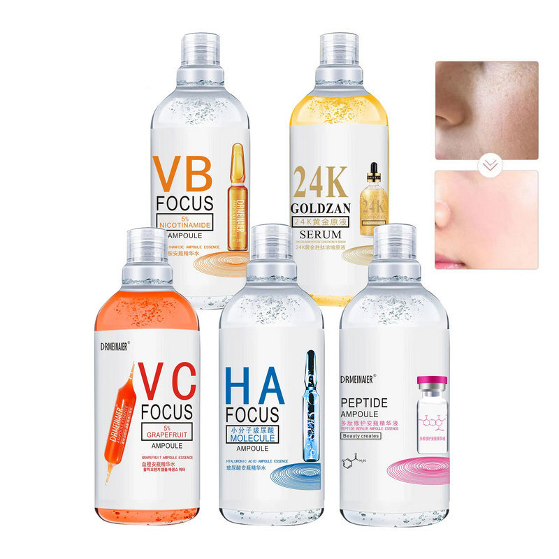 500ml 24K Gold Ampoule Essence Vitamin C Hyaluronic Acid Nicotinamide Polypeptide Moisturizing Firming Brightening Skin Water-Health Wisdom™